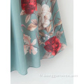 Robe à manches longues verticales à fleurs florales en mousseline